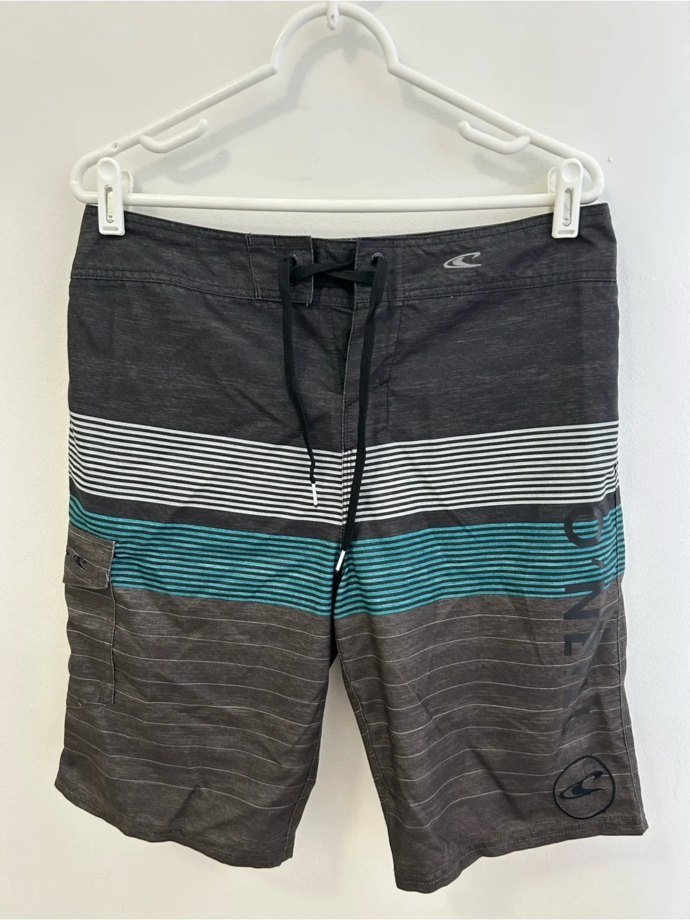 O'Neill Men's Charcoal Teal Striped Boardshorts